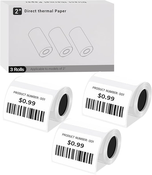 Direct Thermal Labels,2''X1.18''(50 x 30 mm) Thermal Label Sticker,Thermal Printer Labels for UPC, Barcodes, Postage, Address,Compatible with Most Desktop Label Printers 115 Labels, 3 Rolls