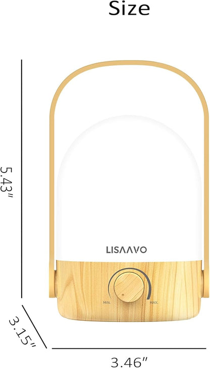Rechargeable Lamp 2600mAh Small Bedside Rechargeable Lanterns Dimmable Led Cordless Tent Light Holiday Gifts Work,Wood