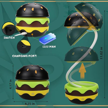 Cute Desk Lamp for Kids, Hamburger Small Boy Desk Lamps Rechargeable with Dimmable Touch Adjustable Neck,Kawaii Desk Lamp Night Light,Boy Desk Accessories Kawaii Room Decor for Boys Girl Gift