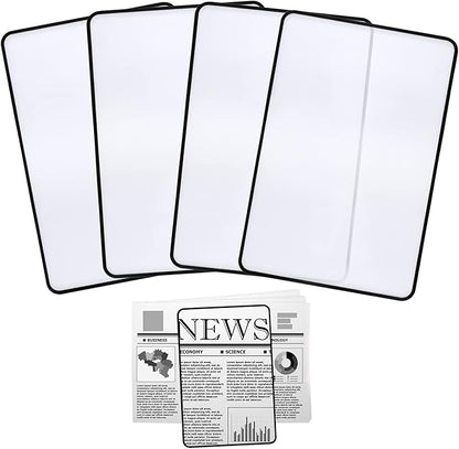 4Pcs Page Magnifying Sheet 3X Lightweight Optical Plastic Fresnel Lens Bookmark Flat Magnifier for The Elderly and People with Low Vision Reading Small Prints, Maps and Books
