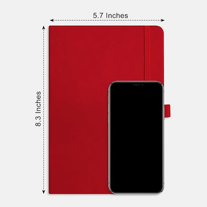 RETTACY Blank Journal Notebook, A5 Blank Journal with 192 Pages, 5.7'' × 8.3'' Medium Size, 68 LB/100 GSM Thick Paper, Leather Hardcover, for Sketching, Drawing, Painting (Red)