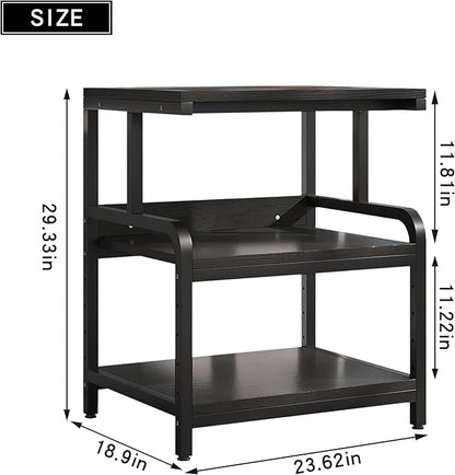 3-Tier Printer Stand with Wheels Retro Brown Printer Desk Removable and Fixed Printer Stand Rolling Cart Rack for Fax Machine, Scanner Office and Home Storage Rack