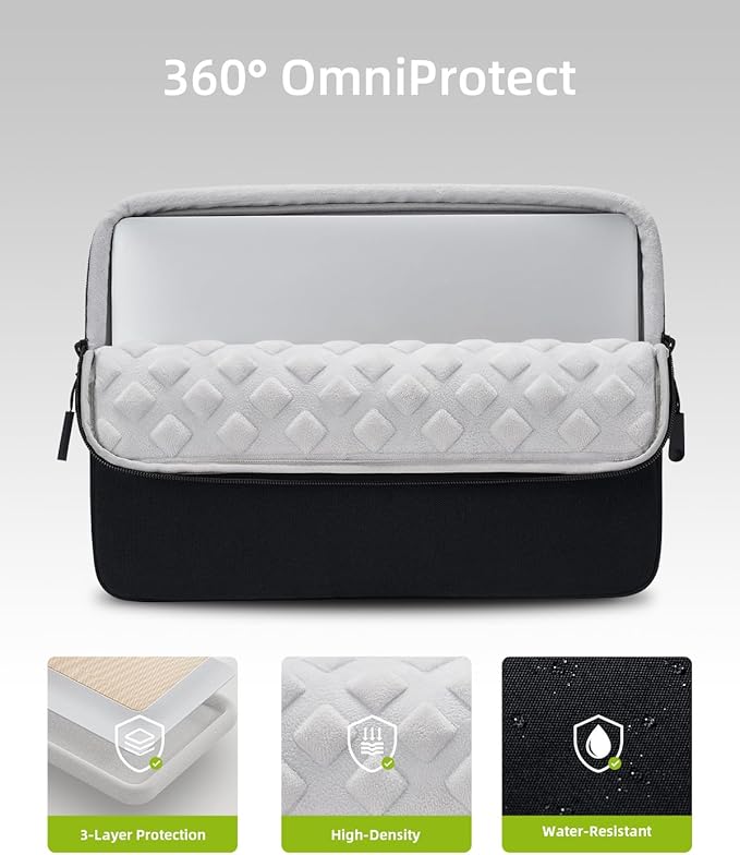 Protective 13 Inch Laptop Sleeve for 13 13.3 MacBook Air/Pro, 13 HP Dell Lenovo Asus Notebook - Shockproof, Water-Resistant with Accessory Pocket (Gray, 13 inch)