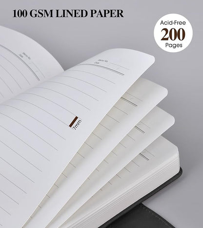 Lined Journal Notebook for Men, A5 Leather Journals for Writing Women, Hardcover Notebooks for Work,School,Note Taking,Travel,Business,Personal daily Diary,200 Page College Ruled (5.9" x 8.4")