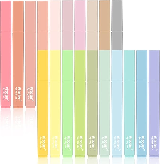 Vitoler 20Pcs Highlighters,Pastel Highlighters Set,Assorted Morandi Color Highlighters, Chisel Tip Bible Highlighters for School Office Supplies