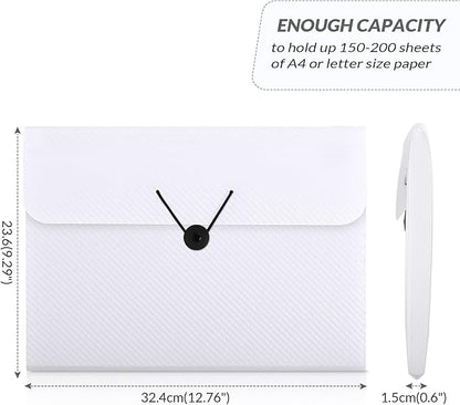 SKYDUE Expanding File Folder with 7 Pockets, Accordion File Organizer, Portable Folders for Documents, School Office Supplies Bungee Closure, Letter/A4 Size White