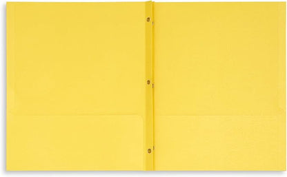 Blue Summit Supplies 100 Two Pocket Folders with Prongs, Designed for Office and Classroom Use, Assorted 5 Colors, 100 Pack Colored 2 Pocket 3 Prong Folders