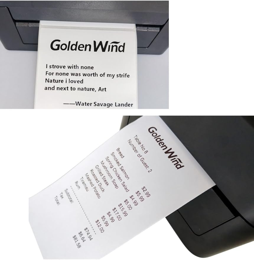 50 Rolls, GOLDEN WIND Thermal Receipt Rolls, 2 ¼" x165' Cash Register/POS Receipt Rolls, 55 GSM Premium Quality, BPA Free, White.