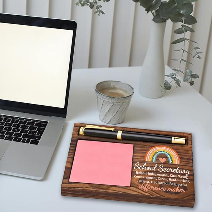 School Secretary Sticky Note Holder, Thank You School Secretary Gifts, School Secretary Appreciation Gifts, School Secretary Office Decor Self-Stick Note Pad Holders YB368