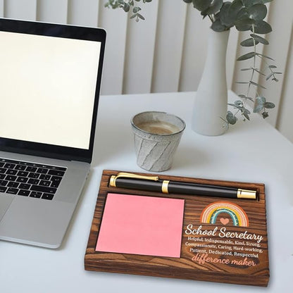School Secretary Sticky Note Holder, Thank You School Secretary Gifts, School Secretary Appreciation Gifts, School Secretary Office Decor Self-Stick Note Pad Holders YB368