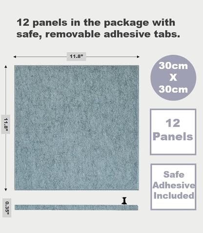 Large Cork Board Alternative - 47"x35" 12 Pack Felt Wall Tiles with Safe Removable Adhesive Tabs, Cork Wall Tiles Cork Board for Home Office Pin Board Tack Board 48 x 36 - Smoky Blue