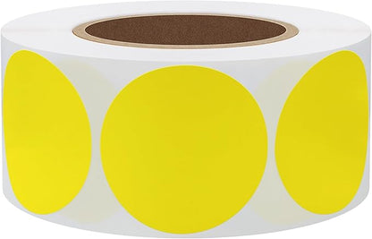 Hybsk 1.5 inch Circle Color Direct Thermal Stickers Shipping Labels for Barcodes,Name Tag,DIY Logo Design,Inventory– Compatible with Zebra,Rollo,Munbyn,and More-1000 pcs (1.5 inch,Yellow)