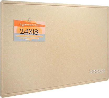 Bulletin Board, 24 x 18 inches Decorative Felt Pin Board, Cork Board Alternative for Wall, Foldable Photo Board with 20 Pushpins - Beige Brown