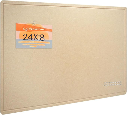 Bulletin Board, 24 x 18 inches Decorative Felt Pin Board, Cork Board Alternative for Wall, Foldable Photo Board with 20 Pushpins - Beige Brown