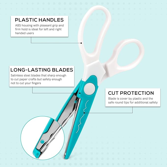 6Pcs/Set Craft Scissors Decorative Paper Edge Scissors With Storage Box Set, 5 Kinds Zig Zag Edges Scissors Great for DIY Projects Paper Card,Photo, Scrapbook,Office School Home Manual (Green)