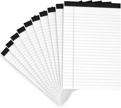 10 Pack Legal Pads Writing Pad 5x8 Inch Lined Writing Note Pads Grocery List Notepad Narrow Ruled Writing Pads 5x8 White Small Legal Pad 30 Sheets To Do Notepad 80GSM Paper for School, College, Office