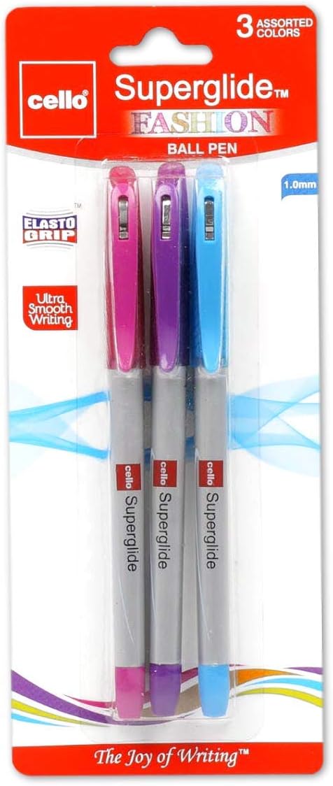 Cello Premium Medium Point Pens with Comfort Grip Control (Superglide Fashion)