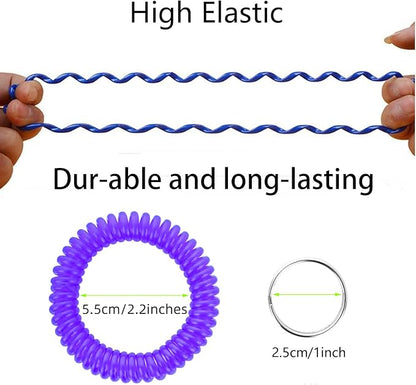 Pack of 36 Colorful Spring Spiral Wrist Coil Key Chain, Wristband Key Ring (Purple)