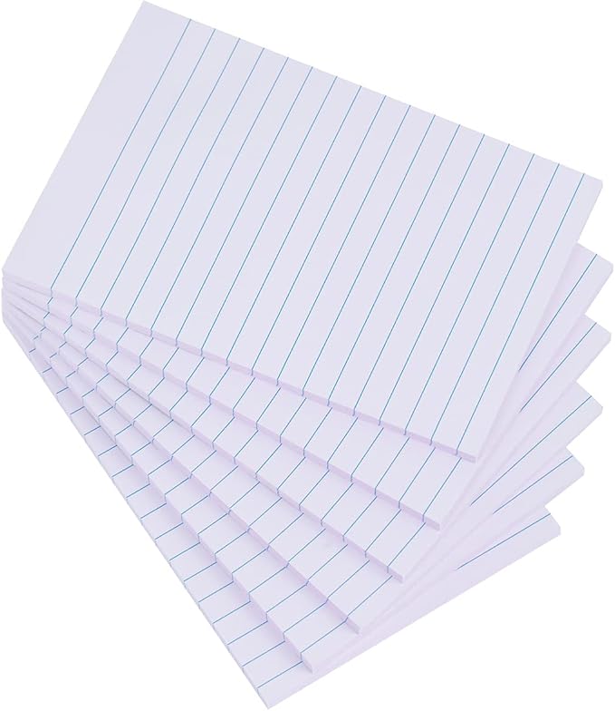 Vanpad Lined Sticky Notes 4X6 in Light Purple Pink Ruled Stickies Super Sticking Power Memo Pads Strong Adhesive, 6 Pads/Pack, 45 Sheets/pad