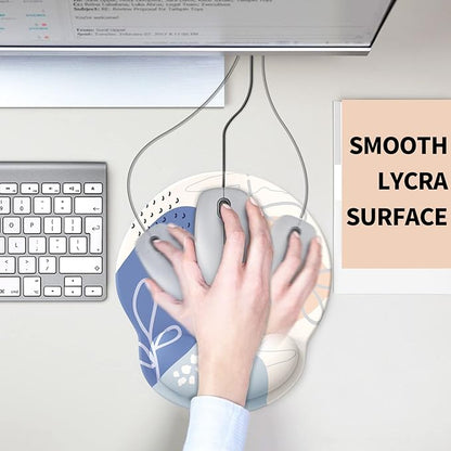 eulps Mouse Pad with Wrist Rest, Comfortable Computer Mousepad with Gel Wrist Support Smooth Surface and Non-Slip PU Base for Pain Relief, Laptop, Office & Home (Leafy Lushness)