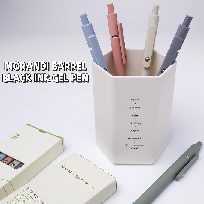 UIXJODO Gel Pens, 5 Pcs 0.5mm Black Ink Pens Fine Point Smooth Writing Pens, High-End Series Pens for Journaling Note Taking, Cute Office School Supplies Gifts for Women Men (Morandi)