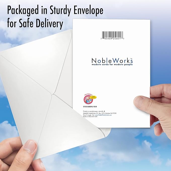 NobleWorks - 1 Funny Happy Birthday Greeting Card - Retro Old Woman Humor, Notecard Talk Bubbles - Side Effects C9356BDG