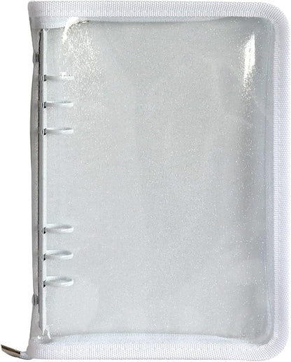 Multibey A5 Binder Cover Clear Soft PVC 6-Ring Binder Budget Evelopes System with Zipper Planner Organizer Refillable Notebook Journal Binder (White, A6)