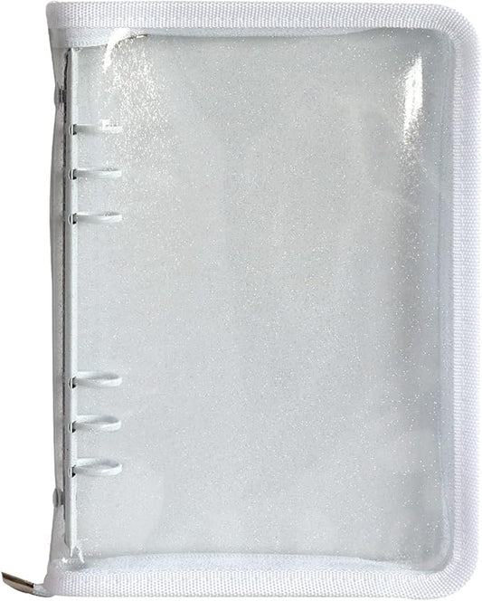 Multibey A5 Binder Cover Clear Soft PVC 6-Ring Binder Budget Evelopes System with Zipper Planner Organizer Refillable Notebook Journal Binder (White, A6)