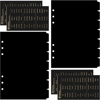 DY.2ten Black Binder Dividers for 6-Holes Ring Binder, 1/7 Cut Tabs, A5 Size, Sturdy Plastic Dividers with 7 Tabs for School Office Home, 2 Sets, 14 Dividers, 2 Tab Stickers.