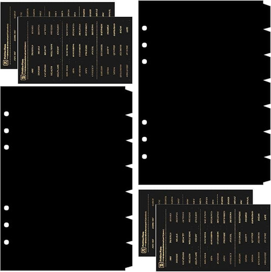 DY.2ten Black Binder Dividers for 6-Holes Ring Binder, 1/7 Cut Tabs, A5 Size, Sturdy Plastic Dividers with 7 Tabs for School Office Home, 2 Sets, 14 Dividers, 2 Tab Stickers.