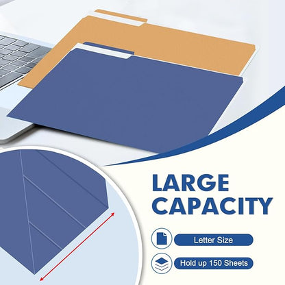 File Folder, PANDRI 120 Pack Colored File Folder, 1/3 Cut Tab, Letter Size, Assorted 6 Dark Colors Filing Folder for Office School Business