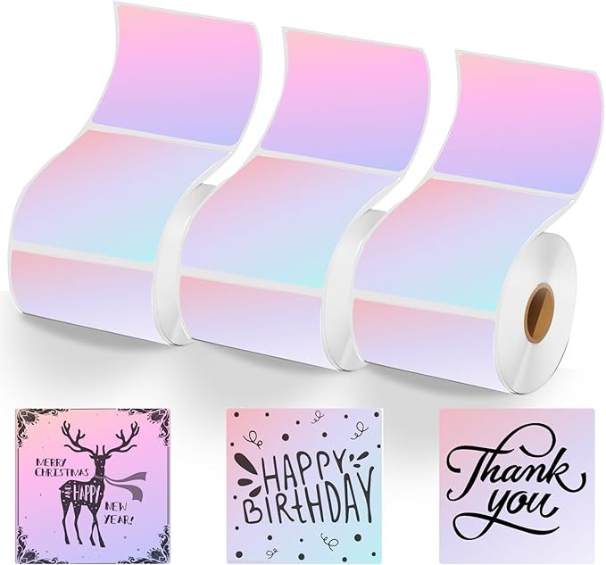 2inch Square Thermal Labels Self-Adhesive, 420 Labels/3 Roll Printer Labels for Business and Home, Thermal Sticker for/Shipping/Packaging/DIY Logo Design/Thanks Card/Inventory