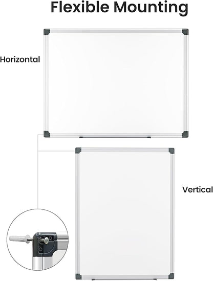 VUSIGN 6PCS Magnetic White Board Hanging 36" x 48" for Office, Class, Home, Sliver Aluminum Frame, 6 Dry-Erase Eraser, 12 Multicolor Marker, 24 Magnetic Pins
