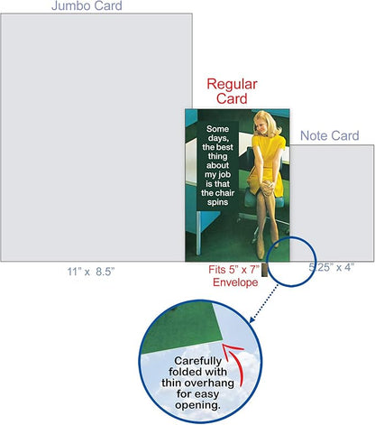 NobleWorks - Work Anniversary Card Funny - Retro, Vintage Notecard for Employees, Coworker, Women - Swivel Chair C4306ANG-WA