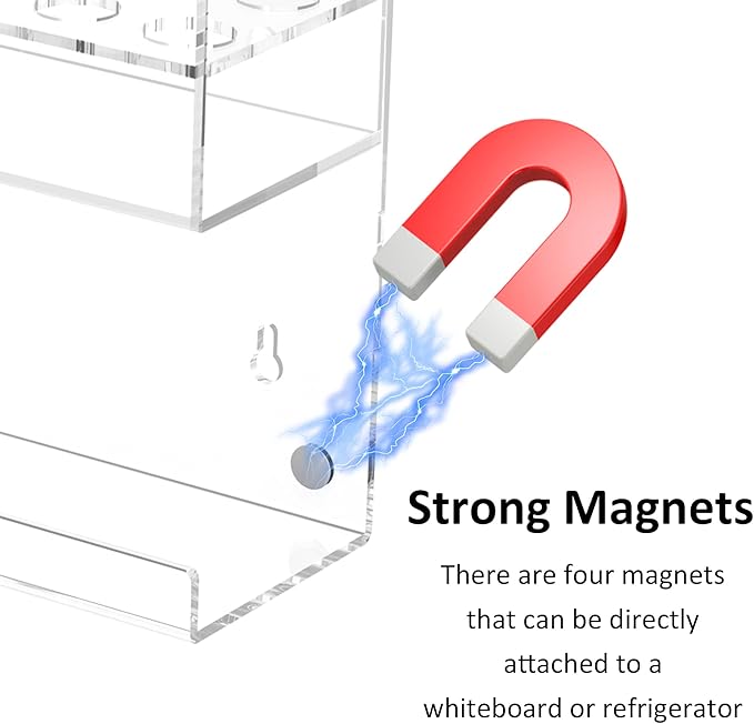 Acrylic Clear Magnetic Whiteboard Marker Holder,Wall Mounted Dry Erase Whiteboard Marker Holder Stand with 10 Marker Solts and Eraser Holder for School Office Home(Clear, 2)