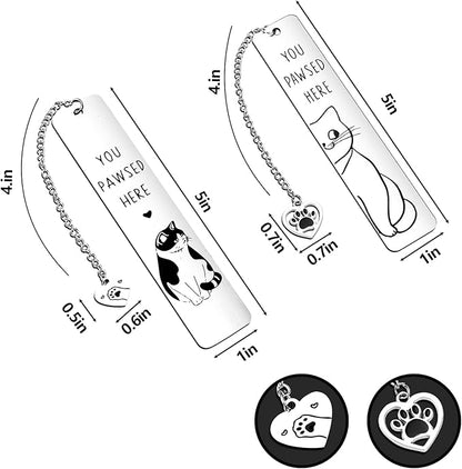 Cat Gifts for Women Men Funny Bookmarks Bulk Cat Bookmarks for Book Lovers Cat Lover Club Cute Metal Book Mark Set Birthday Gifts for Reader Coworker Friends Adults Cat Owner Lover Reading Accessories