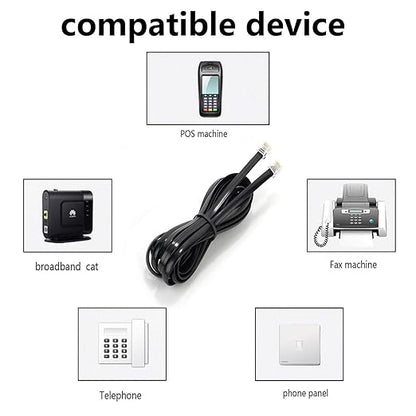 3.3 FT - 4 Pack Phone Extension Cord, Telephone Cable with Standard RJ11 Plug (6P4C), Black, for Landline Telephones, Fax, Modems, Answering Machines