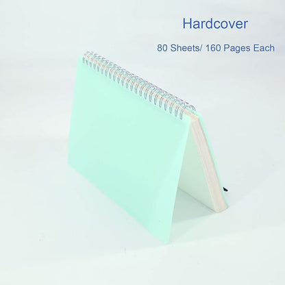 3 Pack A5 Spiral Bullet Dotted Journal with 120gsm Thick Paper, Dot Grid Spiral Notebook with Plastic Hardcover and Elastic Band Closure, 80 Sheets Per Pack 5.7X 8.3 inches