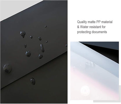 VANRA 5 Pieces A4 Envelopes Folders for Paperwork Plastic Wallets Document Organizer with Snap Button Closure A4 Letter Size (Black)