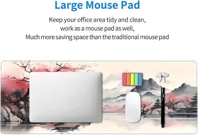 Gaming Mouse Pad Desk Pad,Extended Big Mouse Pad,31.5x11.8 Inch Long Computer Keyboard Mouse Mat Mousepad with 3mm Non-Slip Base and Stitched Edge for Gaming and Office