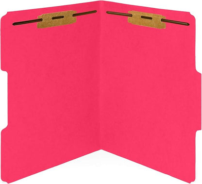 50 Red Fastener File Folders - 1/3 Cut Reinforced Tab - Durable 2 Prongs Bonded Fastener Designed to Organize Standard Medical Files, Law Client Files, Office Reports - Letter Size, Red, 50 Pack