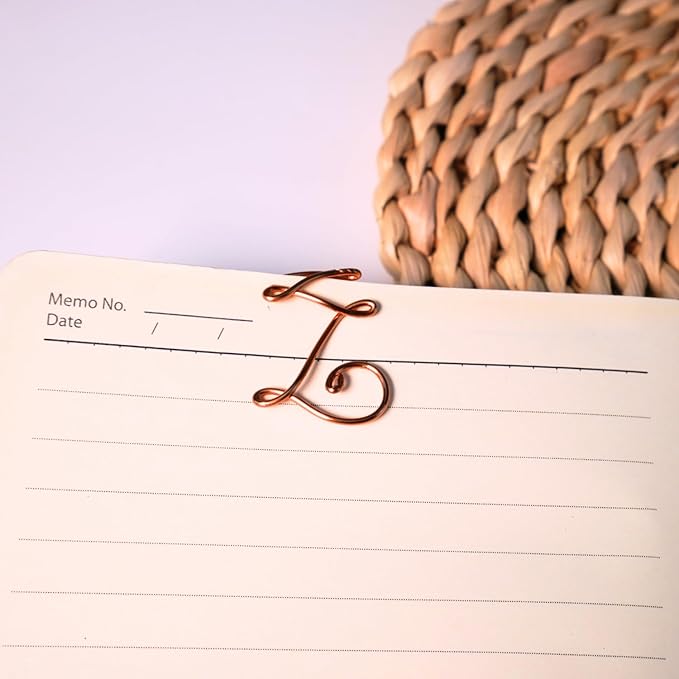 Personalized Initial Copper Bookmark, Set of 5, Handmade Copper Gift for Her, Him, Couple on Birthday, Wedding Anniversary, Alphabet Bookmark (Z)