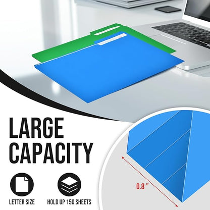 File Folders,IntoJoy 120 Pack Colored File Folder Letter Size, 1/3 Cut Tab Filing Folders for Office School Business File Document Organization,6 Colors