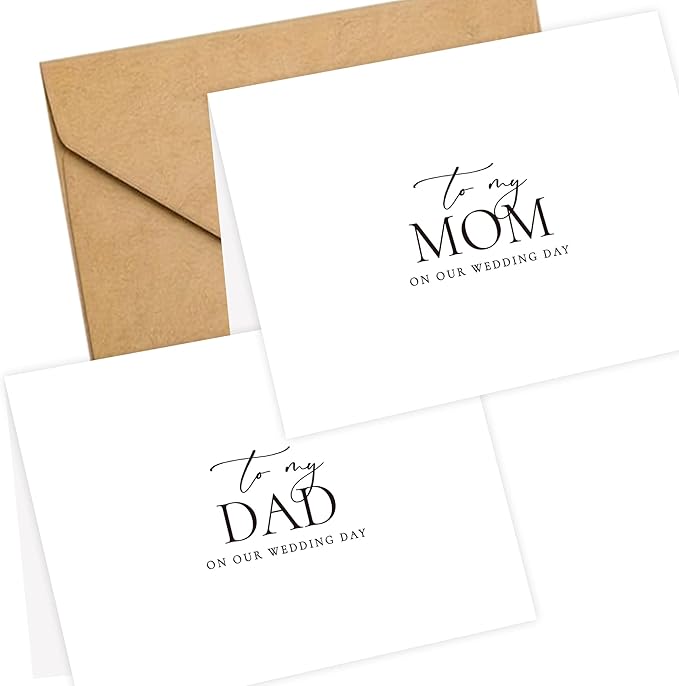 LADY&HOME Set of 2 Wedding Day Cards to Dad and Mom,To My Dad and Mom on My Wedding Day Card (A1:Dad & Mom)
