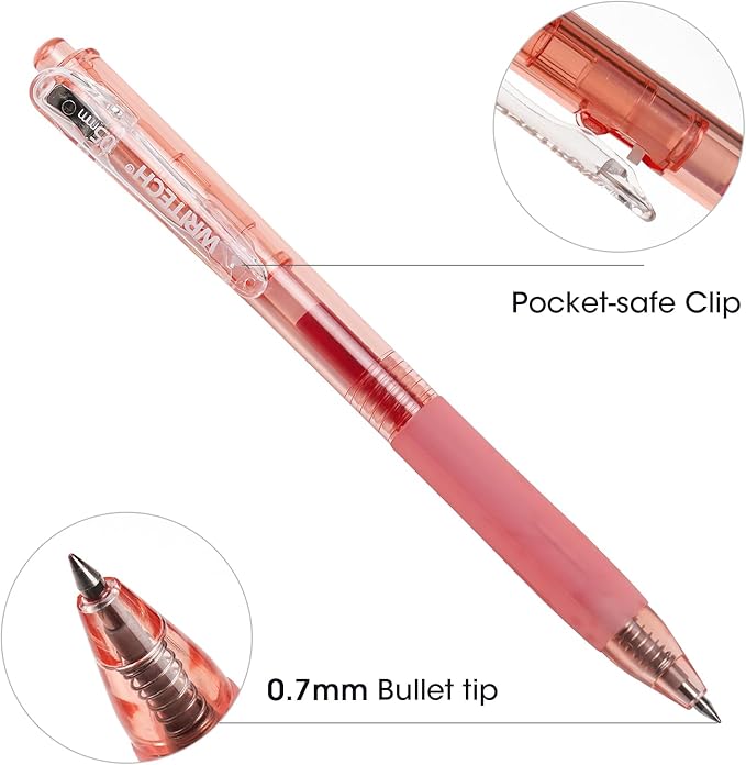 WRITECH Retractable Fine Point Gel Pens (Red)