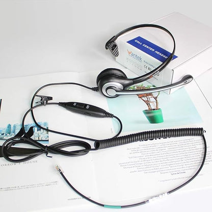 Wantek Corded Telephone Headset Mono w/Noise Canceling Mic Compatible with ShoreTel Plantronics Polycom Zultys Toshiba NEC Aspire Dterm Nortel Norstar Meridian Packet8 Landline Deskphones(F600S2)