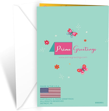 Prime Greetings Birthday Card For Her, Made in America, Eco-Friendly, Thick Card Stock with Premium Envelope 5in x 7.75in, Packaged in Protective Mailer