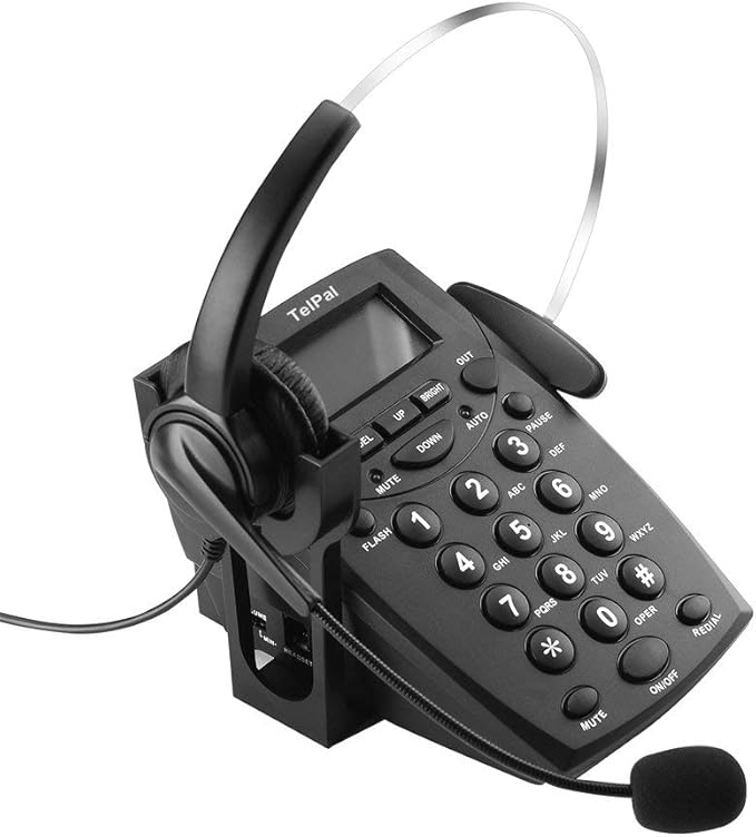 TelPal Corded Call Center Headset Telephone with Dialpad & Monoral Noise Cancelling Headphone HA0021, Wired Analog Home & OfficeTelephone Set Landline