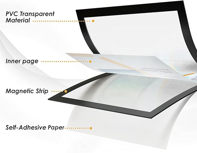 MaxGear 10 Pack Magnetic Sign Holder 11 x 17, Self Adhesive Wall Mount Sign Holder Display Picture Frames Window Sign Holder, Document Poster Paper Flyer Holder for Home Office Store