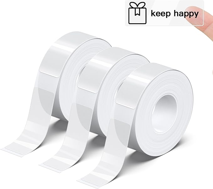 POLONO Genuine P31S Label Maker Tape, Adapted Label Print Paper, 14x40mm(0.55"x1.57"), Label Maker Tape Refill for Home/Office, Compatible with P31S Label Maker, 540 Labels/3 Roll, Transparent